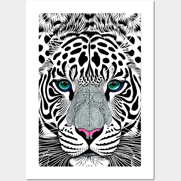 Panthera Leopard/Tiger Hybrid Face Illustration Wall Art by 2HivelysArt